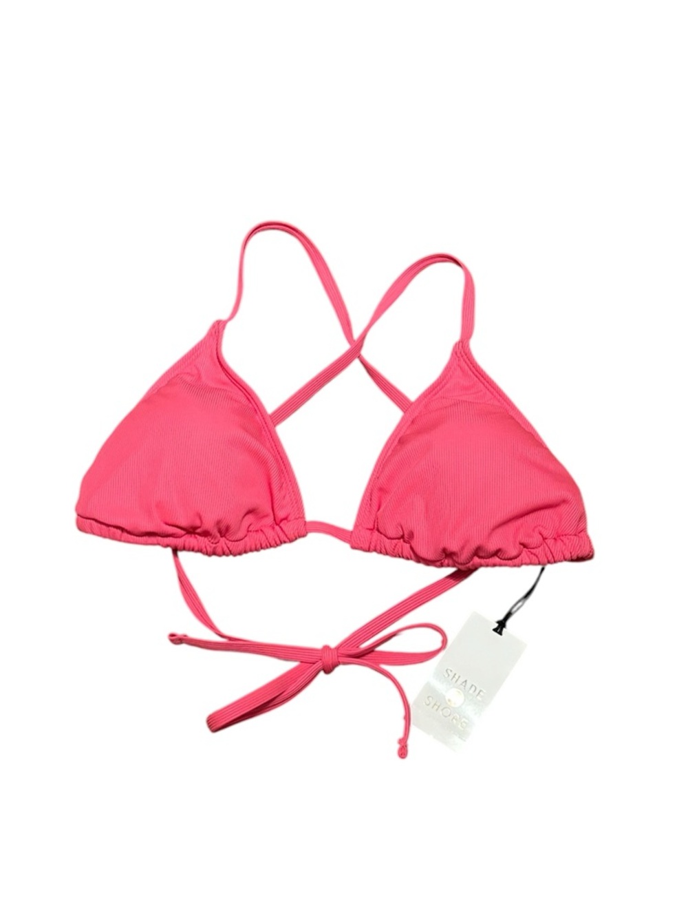 Shade & Shore Pink Ribbed Triangle Bikini Top